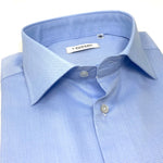 Light Blue Micro-Checked Cotton Shirt
